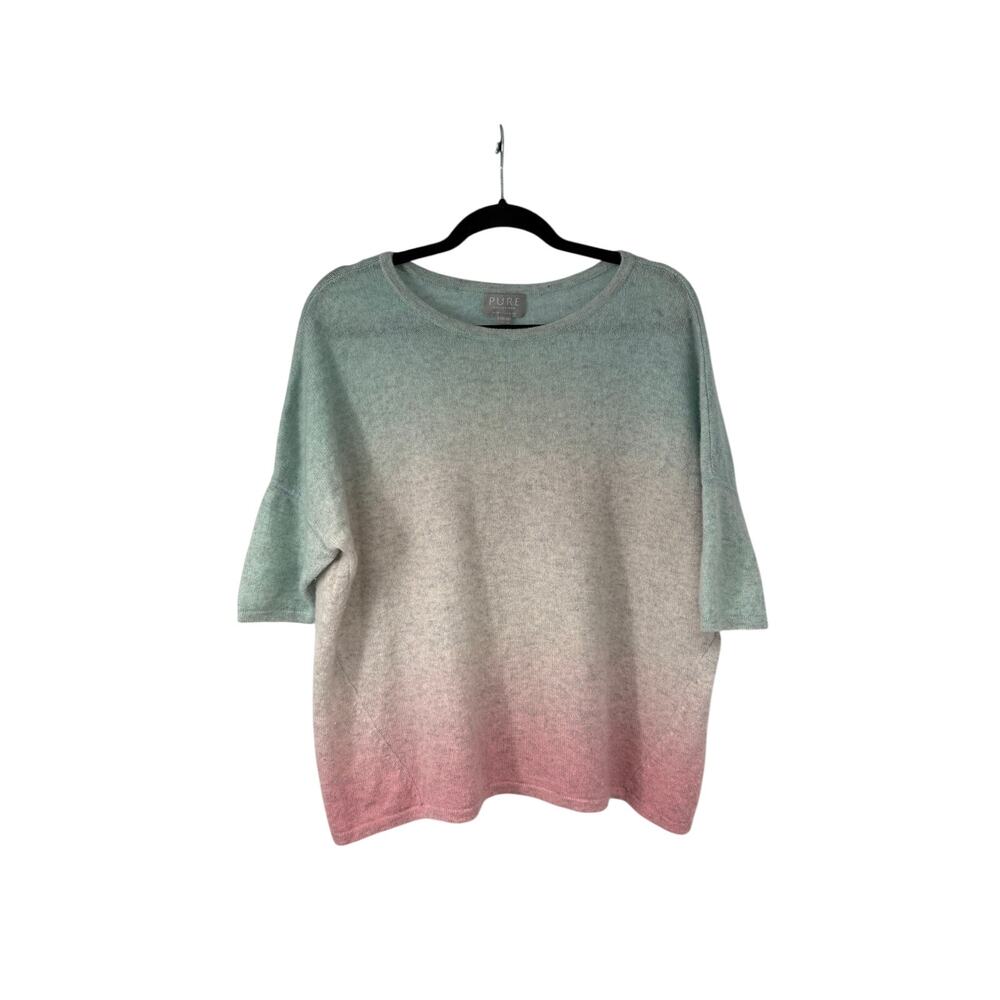 Pure Cashmere Womens Pastel Ombre Short Sleeve 100% Cashmere Top 6